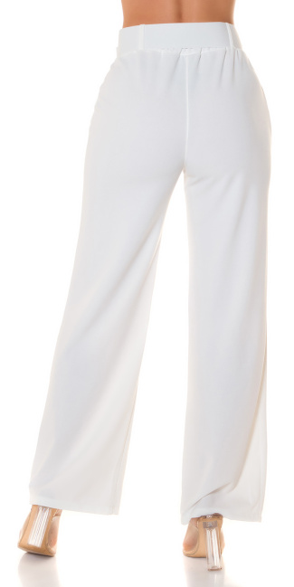 hoge taille stoffen broek met riem wit